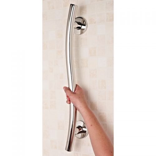 815077 - IDENTITES Notre barre d'appui inox Design 45 cm est une barre élégante avec finition brillante. Capot cache-vis. Acier inoxydable. Si installation dans pièce d'eau mettre visserie inox. Diamètre du tube 32 mm.  Ecartement du mur 4 cm. Consoles de diamètre 8 cm.