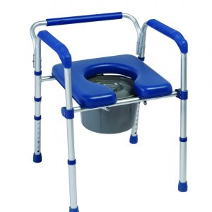 Fiche produit HERDEGEN - 380004 (rwc - douche- seau - assise souple bleue) La chaise Alustyle 4 en 1 peut servir : de chaise de douche, de chaise hygiénique, placée sur les WC elle devient un rehausse WC et grâce à son système de réglage avec pieds télescopiques, elle s’utilise comme cadre de maintien. Elle est livrée avec un seau avec système de guidage pour l’usage sur les WC. Prêt à l’emploi, le cadre se déplie et se déplie en toute aisance. Il ne nécessite aucun outil pour son installation.