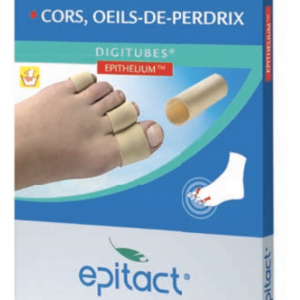  Un cor sur le dessus de l’orteil ? Les Digitubes® sont spécialements conçus pour soulager efficacement les cors dorsaux et interdigitaux. Avec seulement 1 mm d’EpitheliumTM sur sa demi-circonférence, le Digitube® protège les  orteils des pressions et soulage immédiatement la douleur. Peu encombrants, vous les  portez sur les orteils voisins sans aucune gêne. Durée de vie : un morceau protège environ 10 jours. Entretien : Lavables à l’eau et au savon.