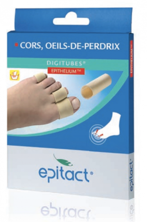  Un cor sur le dessus de l’orteil ? Les Digitubes® sont spécialements conçus pour soulager efficacement les cors dorsaux et interdigitaux. Avec seulement 1 mm d’EpitheliumTM sur sa demi-circonférence, le Digitube® protège les  orteils des pressions et soulage immédiatement la douleur. Peu encombrants, vous les  portez sur les orteils voisins sans aucune gêne. Durée de vie : un morceau protège environ 10 jours. Entretien : Lavables à l’eau et au savon.