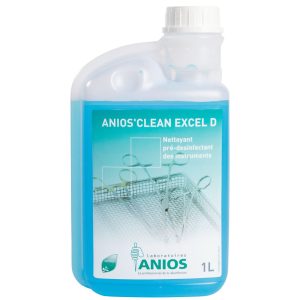 Nettoyant pré-désinfectant Anios Clean Excel D La formule de l'Anios Clean Excel D associe deux principes actifs aux propriétés détergentes boostées et un large spectre antimicrobien dès 15 minutes. Cette association permet le nettoyage et la pré-désinfection par immersion de l'instrumentation médico-chirurgicale, des dispositifs médicaux, ainsi que des instruments thermosensibles et du matériel d'endoscopie. L'efficacité d'Anios Clean Excel D, dilué à 0.5% après un temps de contact de 5 minutes, est démontrée sur le biofilm selon la norme ISO 15883. Il réduit de plus de 5 log une population de Pseudomonas aeruginosa et de 85% le taux de protéines. Actif sur : Bactéries, Mycobactéries, Levures, Virus. Dose d'emploi : 1 dose de 25 g d'Anios Clean Excel D pour 5 litres d'eau froide ou tiède (dilution de 0,5%). Conditionnement : - Flacon de 1 litre d'Anios Clean Excel D, - Carton de 200 doses de 25 ml d'Anios Clean Excel D.