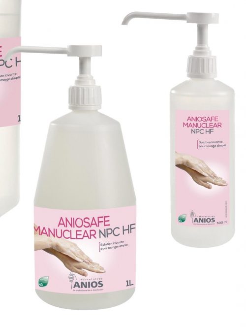 ANIOSAFE MANUCLEAR HF Aniosafe Manuclear HF a été formulé sans agent détergent. Ce savon convient à un usage fréquent. Il convient également aux peaux les plus fragiles et notamment aux enfants de moins de 3 ans. 500 ml et 1L